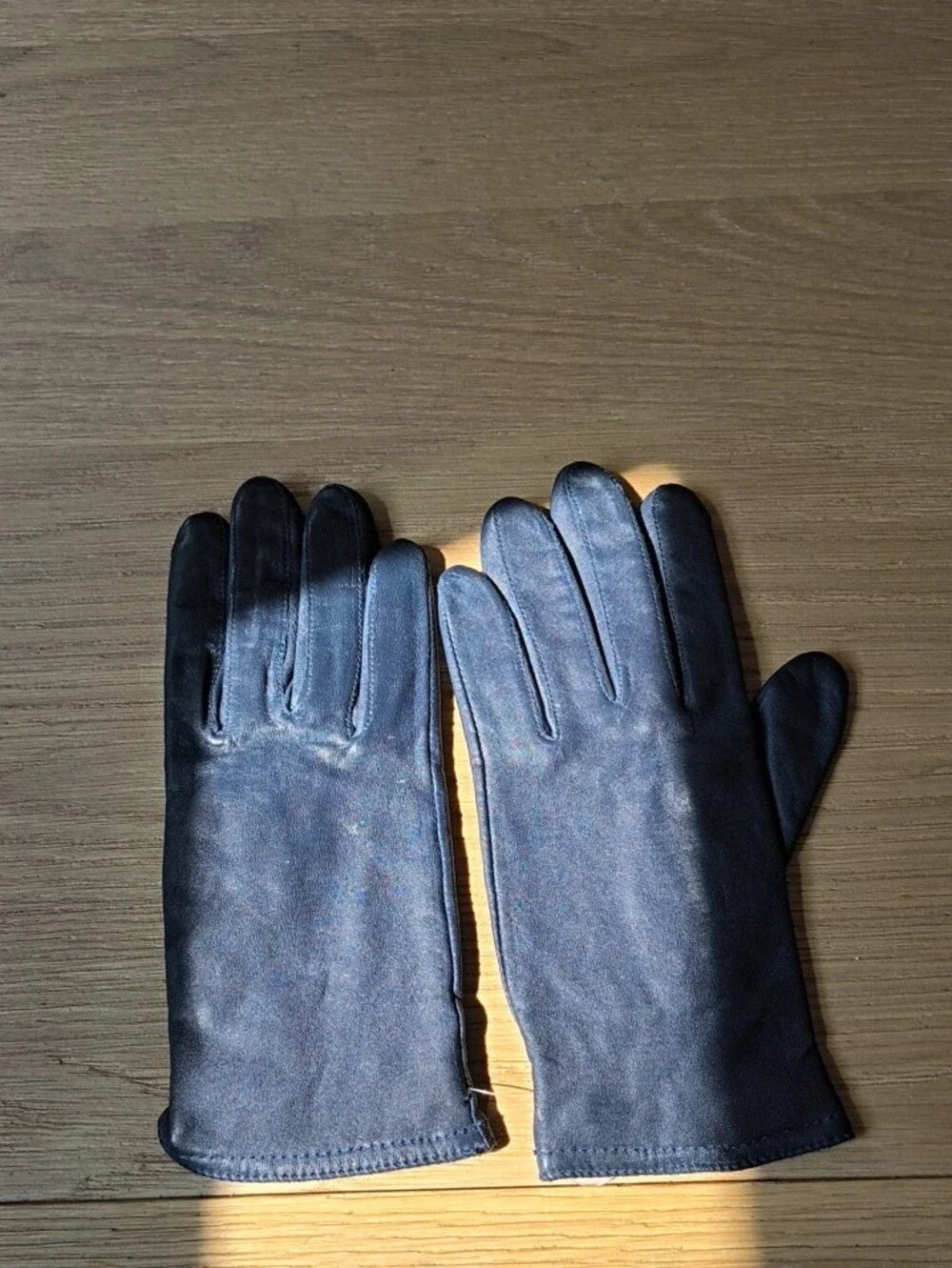 Gates Navy Blue Genuine Leather Gloves Womens Small S Acrylic Knit Lined 8